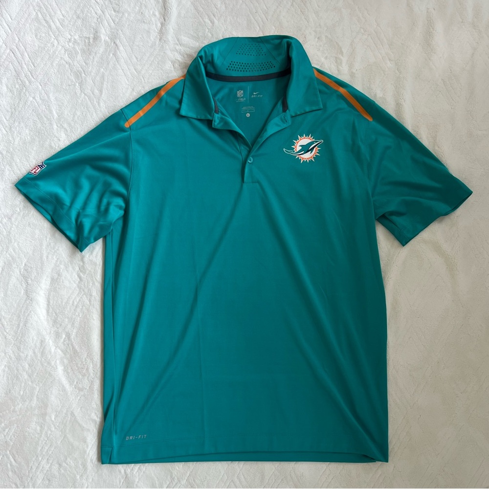 Nike Miami Dolphins Polo Shirt Men’s Large NFL On-Field Dri-FIT | Teal